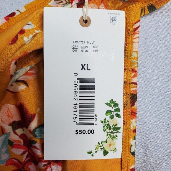 Chelsea & Violet Floral 2 Piece Swimsuit Size xs Bandeau Tie Top Banded Hipster - Picture 8 of 10